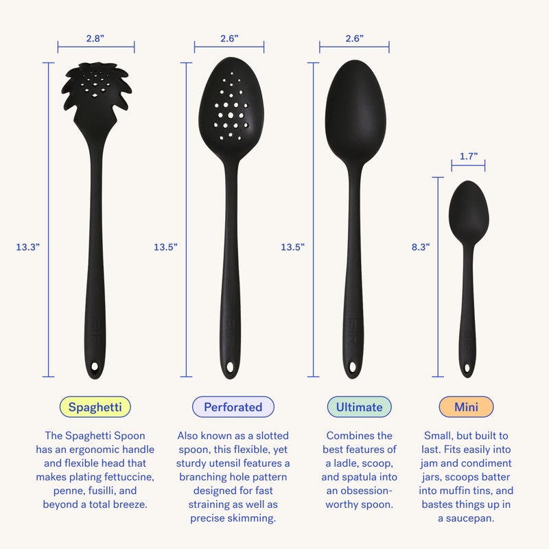 GIR: Get It Right Silicone Spoon, High Heat Resistant Kitchen Tool - Non toxic cooking utensils for Nonstick Cookware, Cooking, Strainer, and Serving, Spaghetti - 13 IN, Studio White - Image 3